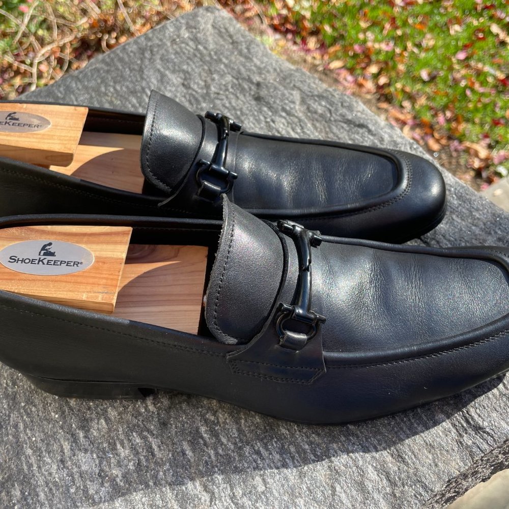 $850 Men's Salvatore Ferragamo Leather Loafers Gancini Bit Black 8.5D 41.5 EX!!!